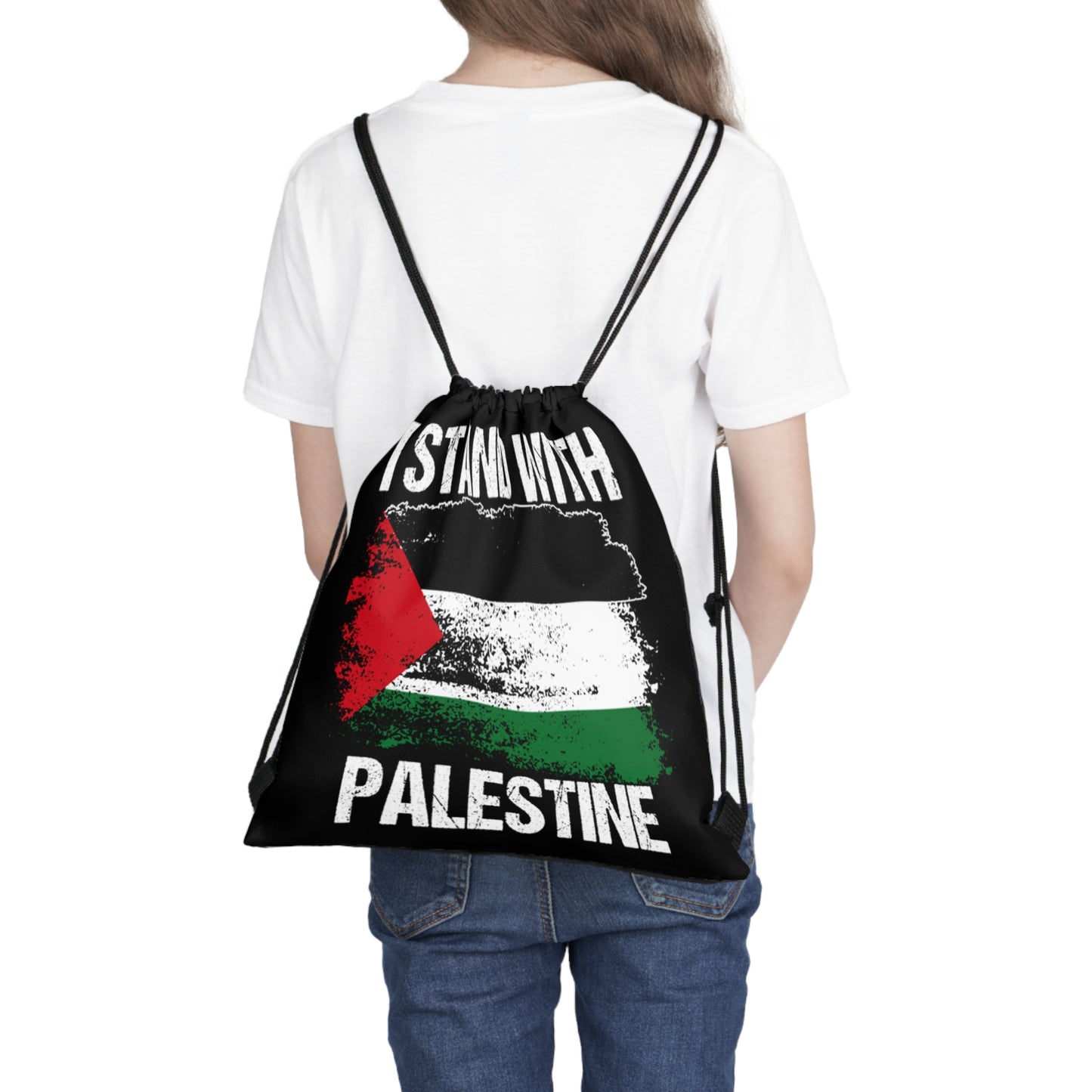 Drawstring Bag i stand with Palestine