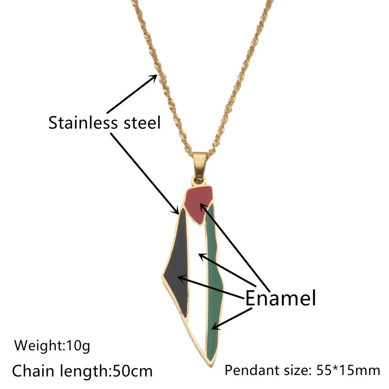 Palestine Map Flag Pendant Necklaces